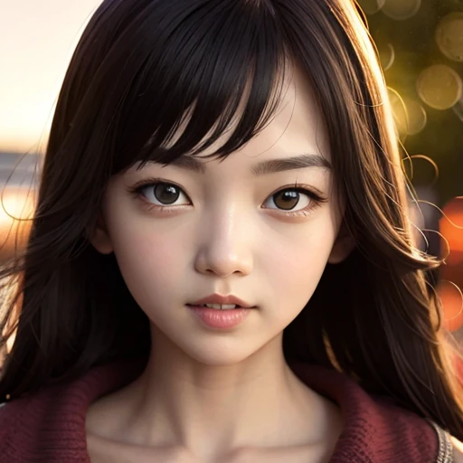 18yo girl in RED Tube-Top dress Stroll along evening Harbor, (Acutance:0.85), ZoomLayer, Masterpiece of 8K Ultra-detailed, (VolumetricLighting), , (RAW Photo-realistic:1.37), (Close-up:1.38), (Sunseting colorful sky) (Dazzling bokeh:1.32), { (Golden ray illuminating face) | (Photon Particles:0.75) | (Gust of wind:1.4) } . (((Extremely detailed NOGIZAKA face variation))), perfect anatomy, Childish, CaptivatingGaze, Elaborate detailed Eyes with (Sparkling Highlights:1.28), (Long Eyelashes with Volume:0.8)、Glossy RED Lips with beautiful details, Coquettish Tongue, Rosy Cheeks, (Detailed Flawless Skin with glowing DowneyHair, Radiant PearlSkin with Transparency) , Shiny SilkyHair, Random Solid HairColor. { (joyful expressions) | (:d) }, (Large eyes:-1, Tree:-1).