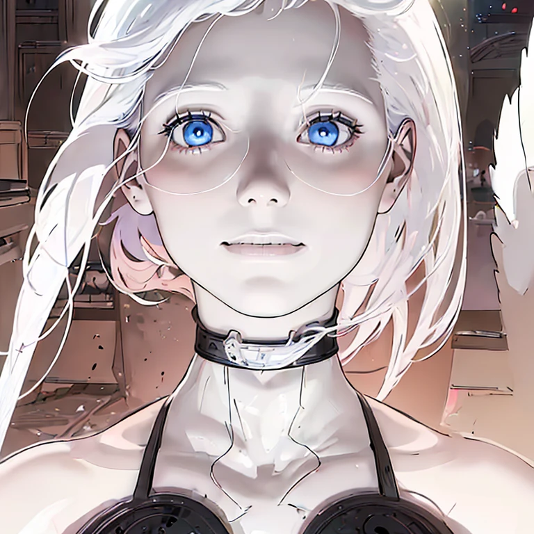 ((ultra realistic illustration:1.3)),(black clothing), Cute 18 yo (albino:1.4)woman of Slavic descent.(short:1.1), , long white hair, gray eyes, ((very pale:1.4)). Innocent look. Gentle spirit.(virgin), (joy:1.2),(smile:1.3). (Playful:1.2). Mascara, eyeglasses, red lipstick, dress, (black pantyhose), pumps. Masterpiece, (highly detailed:1.2),(detailed face and eyes:1.2), 8k wallpaper, Moody lighting. core shadows, high contrast, bokeh.