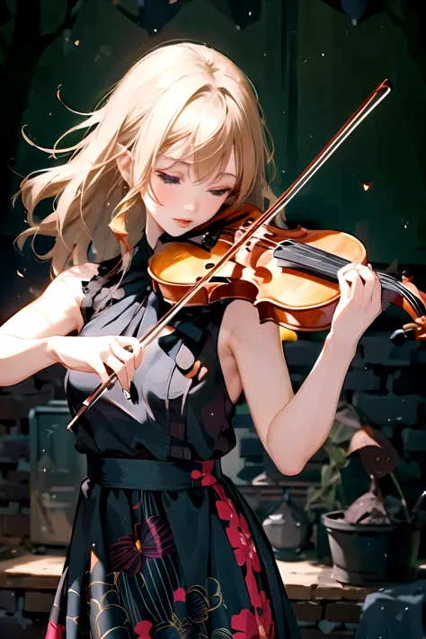(masterpiece, best quality:1.2), 1girl, playing violin, solo, blank background, white background,