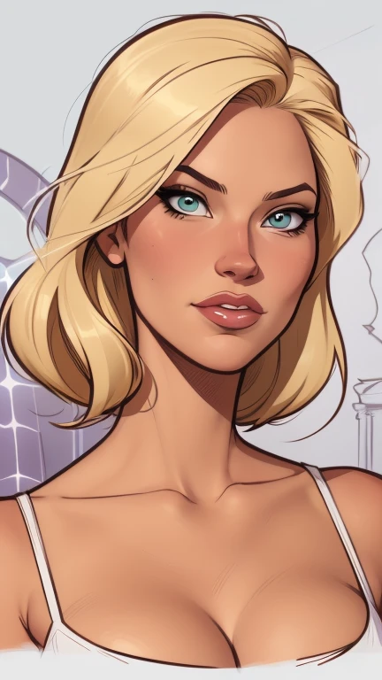 una imagen de dibujos animados de una mujer con pechos grandes y un collar, betty cooper, Retrato de Emma Frost, Emma Frost, zenoscopio, gwen stacy, Krenz Cushart y Artgerm, Cómics de Artgerm, Phil Noto Arte de cómic, J.. Scott Campbell, arte de estilo alemán, Artgerm y Warren Louw, J. Scott Campbell