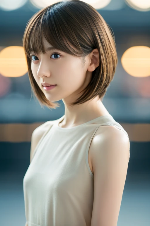 Top quality, realistic, perfect human body structure, very detailed, very delicate and beautiful, RAW photography, professional lighting, luminescence, depth of field, single focal, full body, Skinny Japanese lady, 30 years old lady, brown hair, small head, beautiful eyes, real face, realistic skin, detailed eyes, (fashionable hairstyle: 1.3),