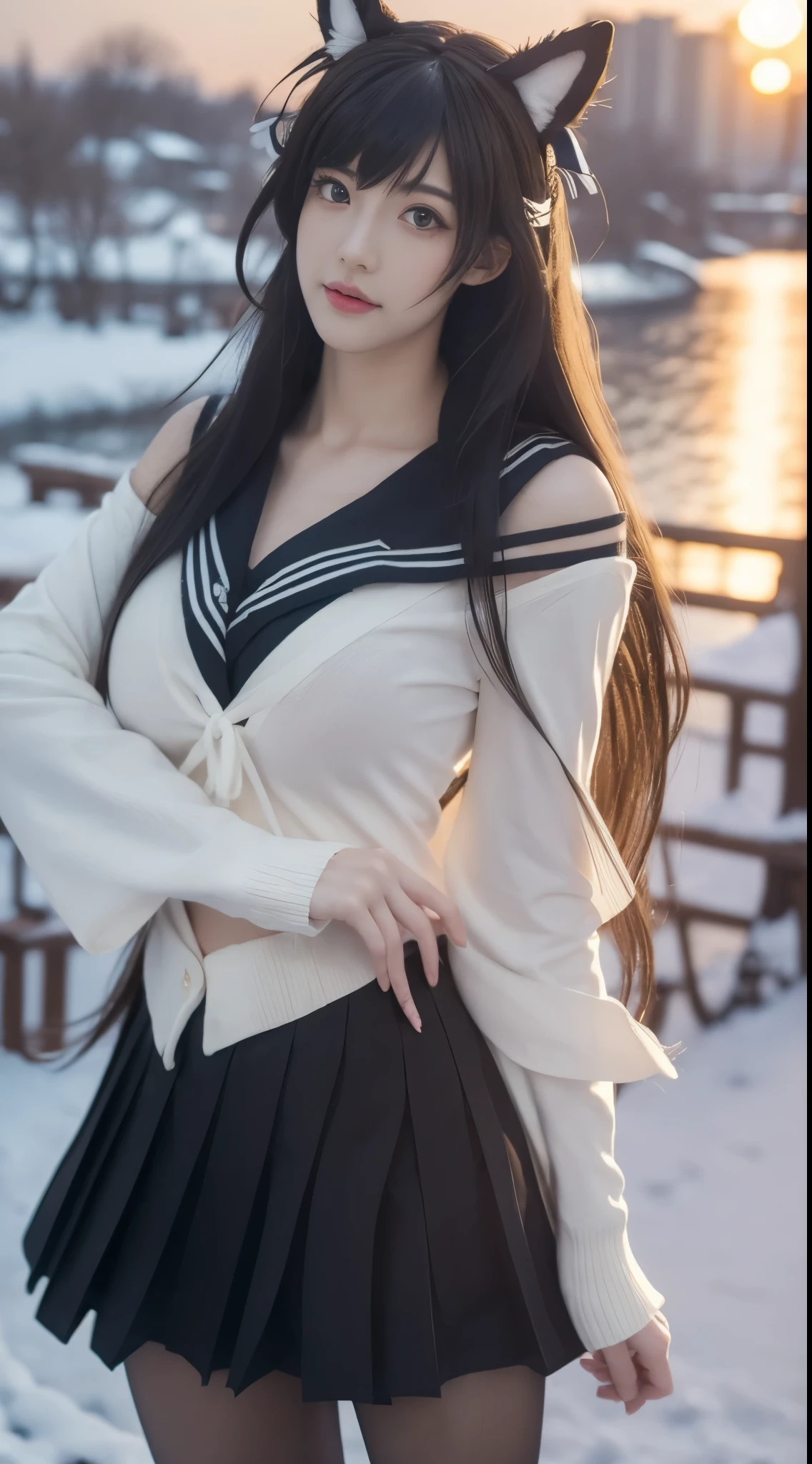 Atago, 1girl, solo, atago (azur lane), cosplay, mole under eye - SeaArt AI