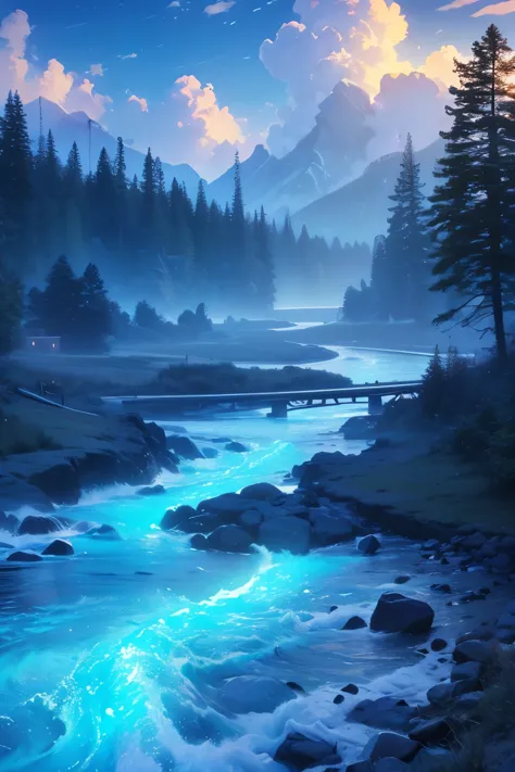 (magical pretty null blue stream overlay scene), (null), (cloud), Soft lighting, Clean background, beautiful null scenery, maste...