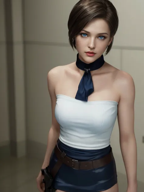 Jill Valentine, light blue eyes, (best quality, ultra-detailed), (realistic:1.37), beautiful and detailed face, ultra-realistic ...