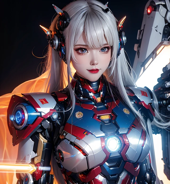  Super detailed, advanced details, high quality, 最high quality, High resolution, 1080P, hard disk, beautiful,(Iron Girl),Beautiful cyborg woman,Mecha cyborg girl,battle mode,Mecha body girl,She wears an Iron Man mech,full body shot