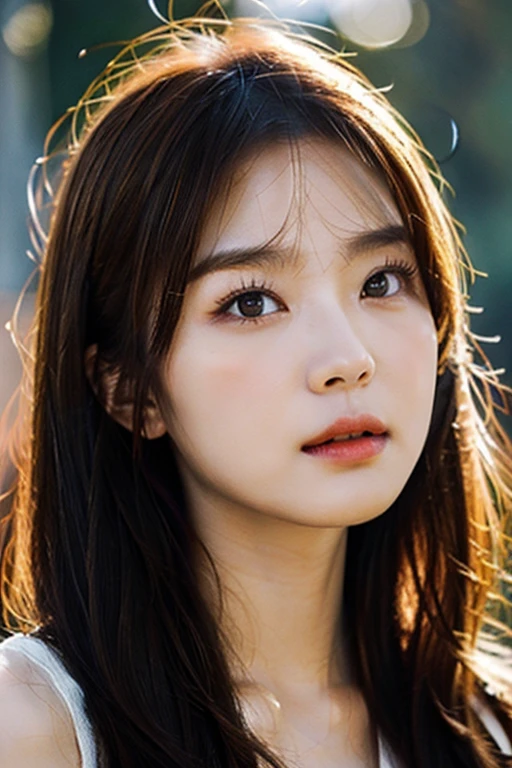 1 chica, foto en solitario, kim yoo-jung, (cara de diosa de la belleza (mezclarruso)), (insulto tira color cabello), (Cara detallada extremadamente realista de 8k HD:1.5 (escena suave, rayos muy bajos),  Obra maestra:1.3, resolución ultra alta:1.2, iluminación dinámica), escena cinematográfica, 