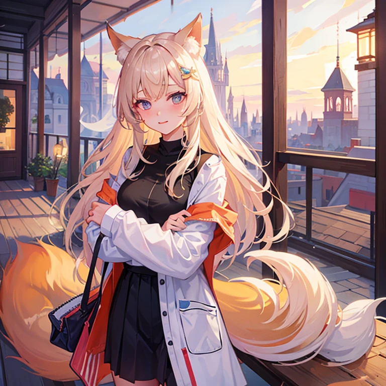 Fox Girl, Fox&#39;s Tail, Nine-Tailed Fox,Fox Ears, Black colored hair, Fox Makeup,One Girl、 Kimono with open chest, Body size is 100-70-90!、Nice body, Avatar, face, Open chest, lewd face, Dominant representation, naughty face,Big Breasts,Emphasize cleavage,Show bare skin、Skin is visible、With legs apart、Show off your thighs、With legs apart、A beautifully patterned kimono、I can see her cleavage、Muscular、Uplifting、Abdominal muscles、Exposed skin、Long Hair、Skin Texture、Soft breasts 、outside、Grassy field