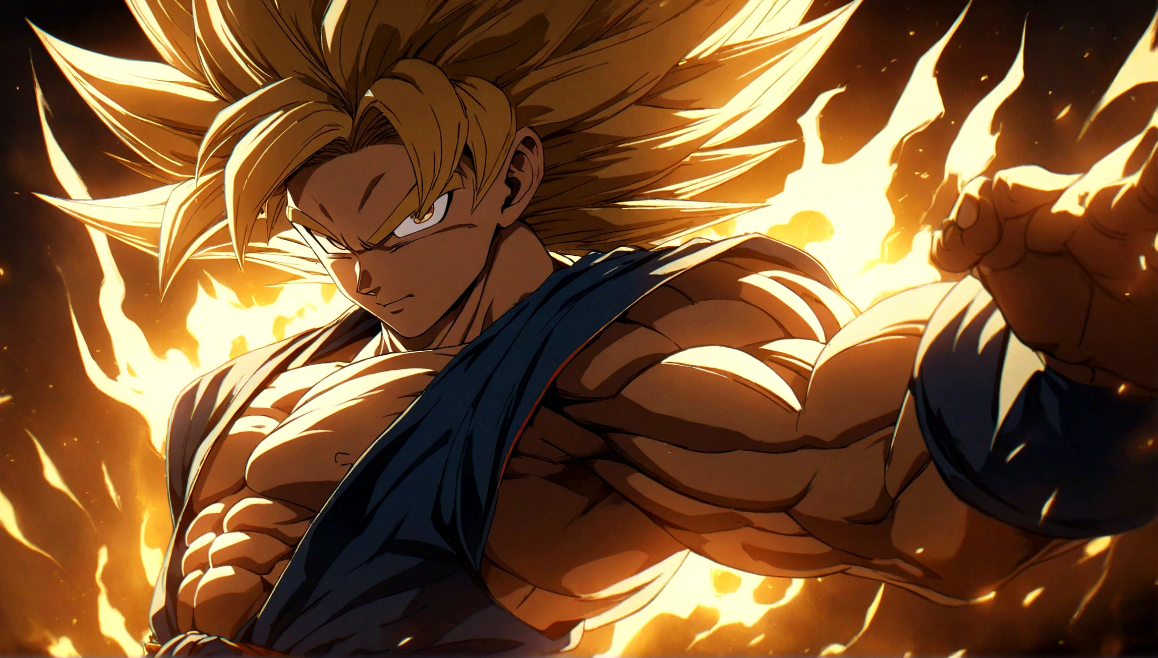 1 super saiyan son goku, goku in super saiyan form, perfect anime style, cosmic energy, detailed face, muscular body, dynamic pose, glowing golden aura, dramatic lighting, cinematic composition, vibrant colors, digital art, 8k, highly detailed, masterpiece