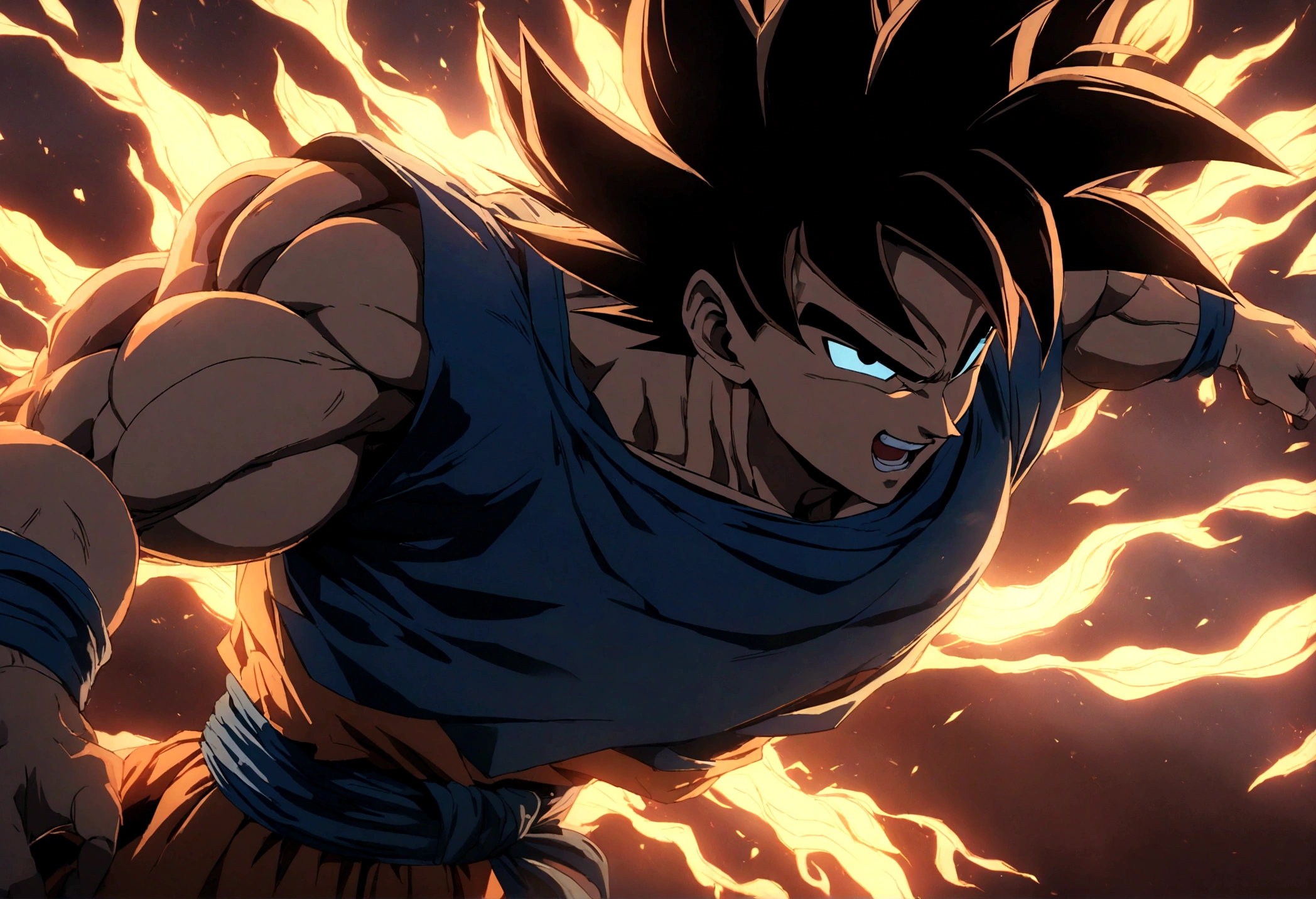 1 super saiyan son goku, goku in super saiyan form, perfect anime style, cosmic energy, detailed face, muscular body, dynamic pose, glowing golden aura, dramatic lighting, cinematic composition, vibrant colors, digital art, 8k, highly detailed, masterpiece