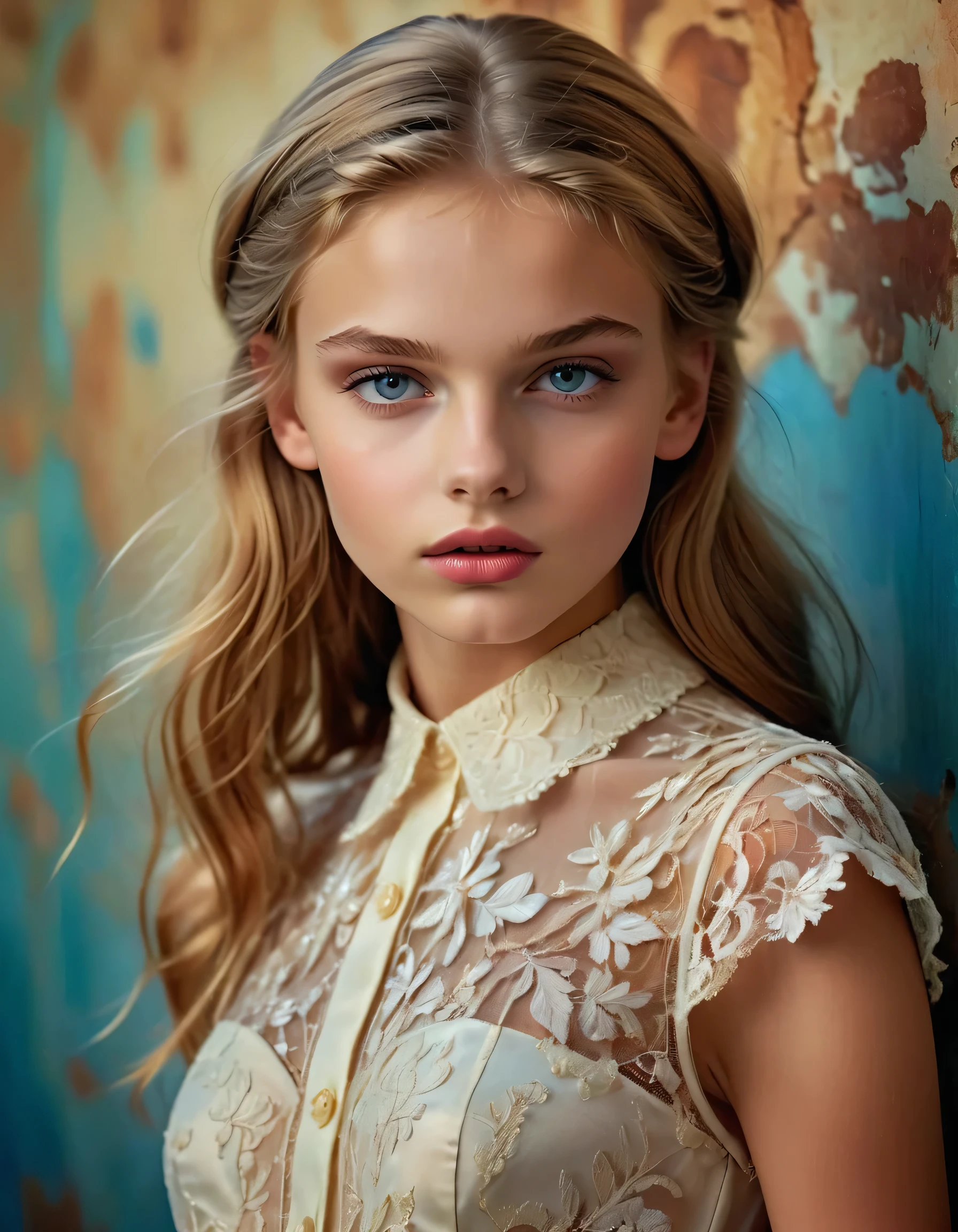 The stunningly realistic photo shows a 16-year-old fashion model with beautiful European features. At a photo shoot for an online site. The photograph exudes cinematic colors and photographic style. Every detail of her appearance is carefully crafted, showcasing her beauty and charm. The overall composition is a real masterpiece, emphasizing the beauty of the figure and its sophistication