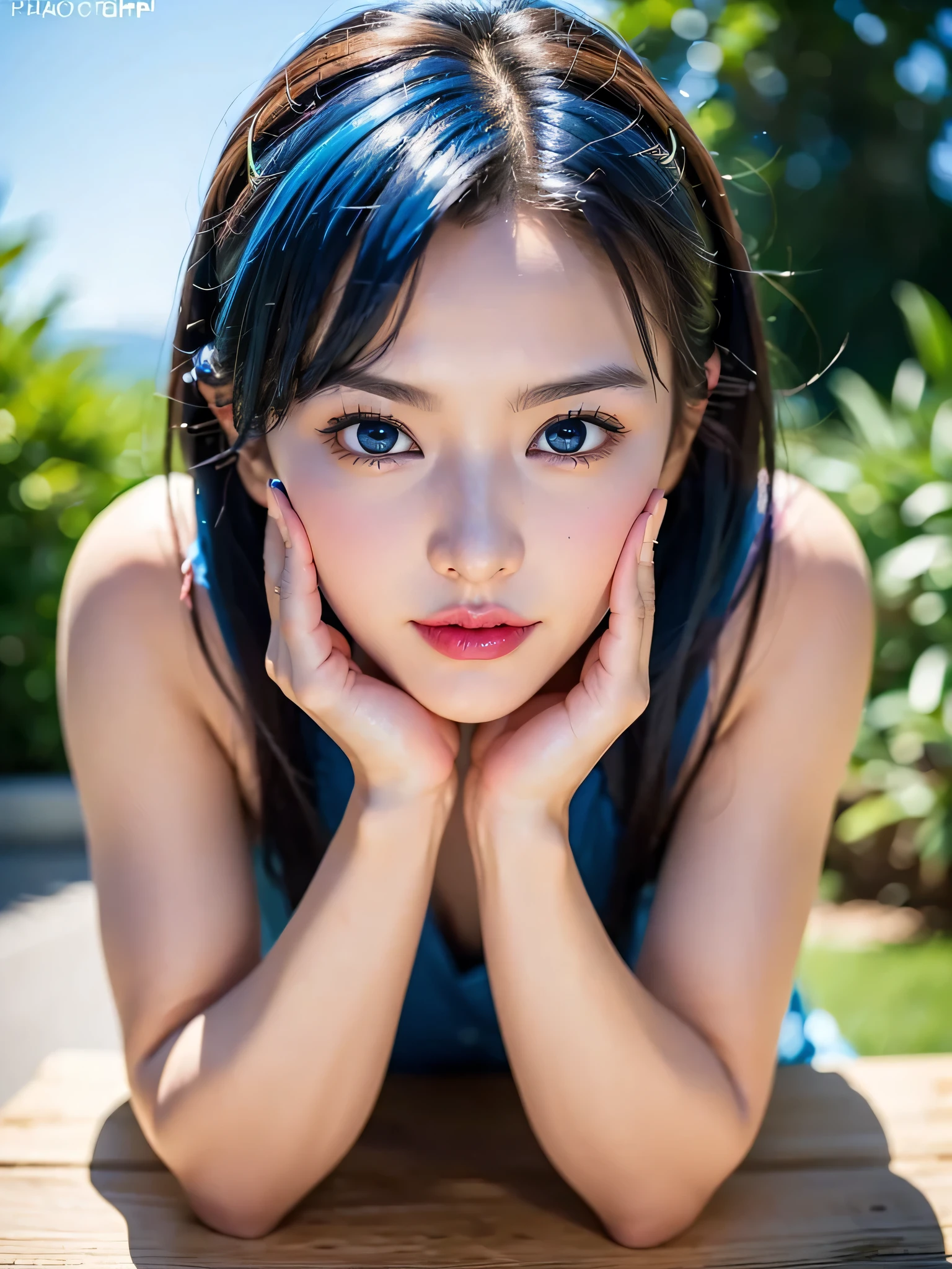 (((sfw:1.5)))、Woman running、round face、Baby Face、Cute Smile、Sunburn、  Highest quality soft lighting,Blue hair color、 ((realistic perfectly round brown_eye:1.3、Big Eyes、Dripping eye)) (highest quality: 1.4), (Ultra HD: 1.2), (Photorealism: 1.4), (8k, RAW Photos: 1.2), (Sharp focus: 1.4) 、 (((Anatomically correct)))、（Perfect Body Proportions)、(Natural Hands、Natural Fingers、Natural Legs)