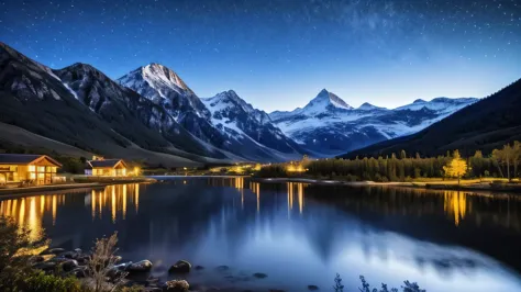 highest quality、moon and mountain、beautiful night view、nature