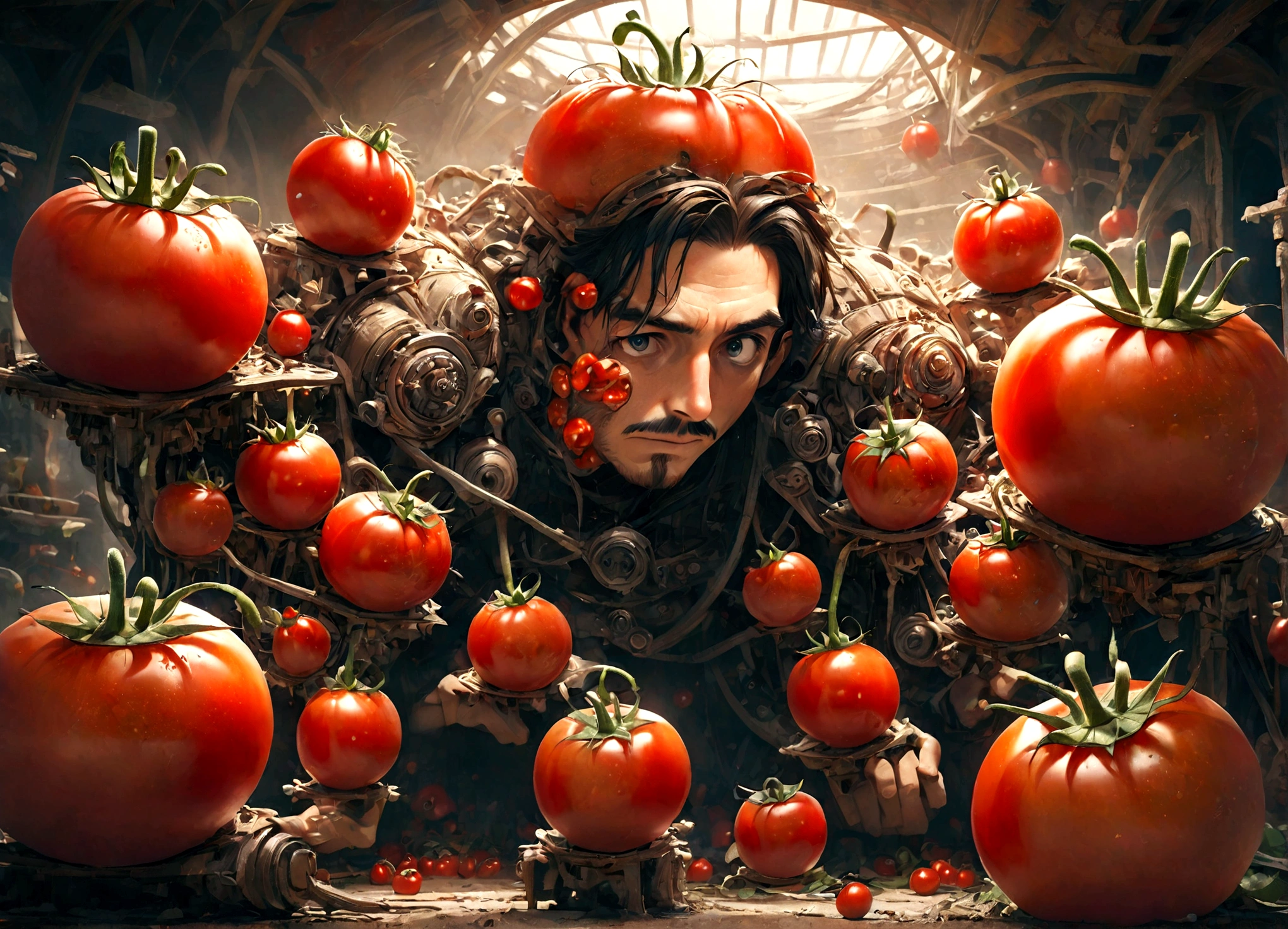 a man made out of tomatos