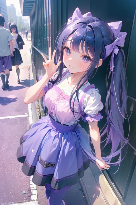 ((masterpiece)), (((HDR))), ((best quality)), (ultra high quality), (hi-res), ((1 anime girl)) (((pastel purple eyes))), beautif...