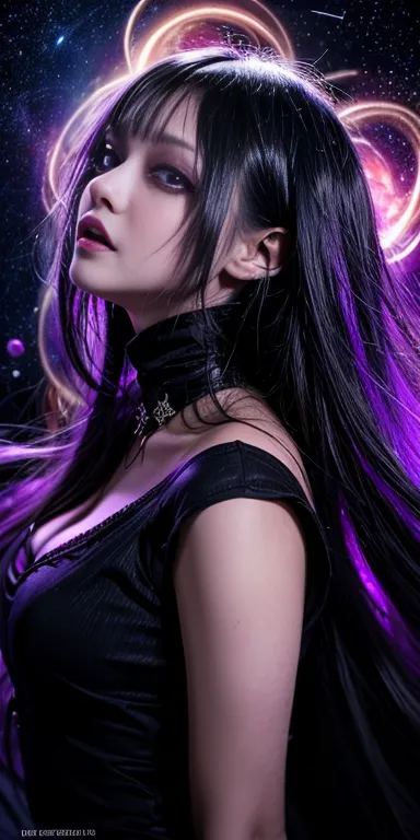 (highest quality,High resolution:1.2),(dark,Threatening:1.1),(Bad luckな:1.1), In the vortex of space,
Heart of a Goth Maiden, Ve...