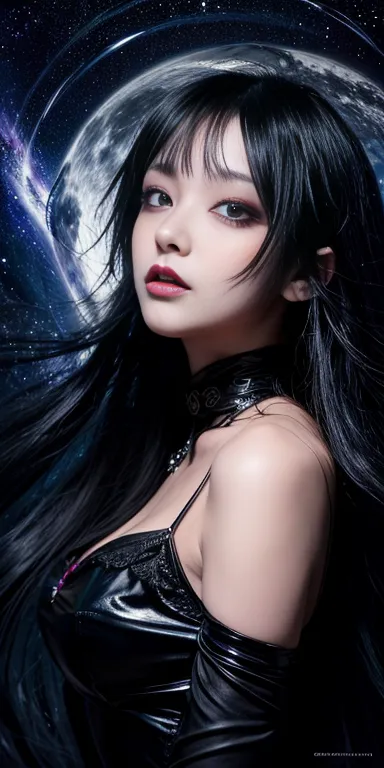 (highest quality,High resolution:1.2),(dark,Threatening:1.1),(Bad luckな:1.1), In the vortex of space,
Heart of a Goth Maiden, Ve...