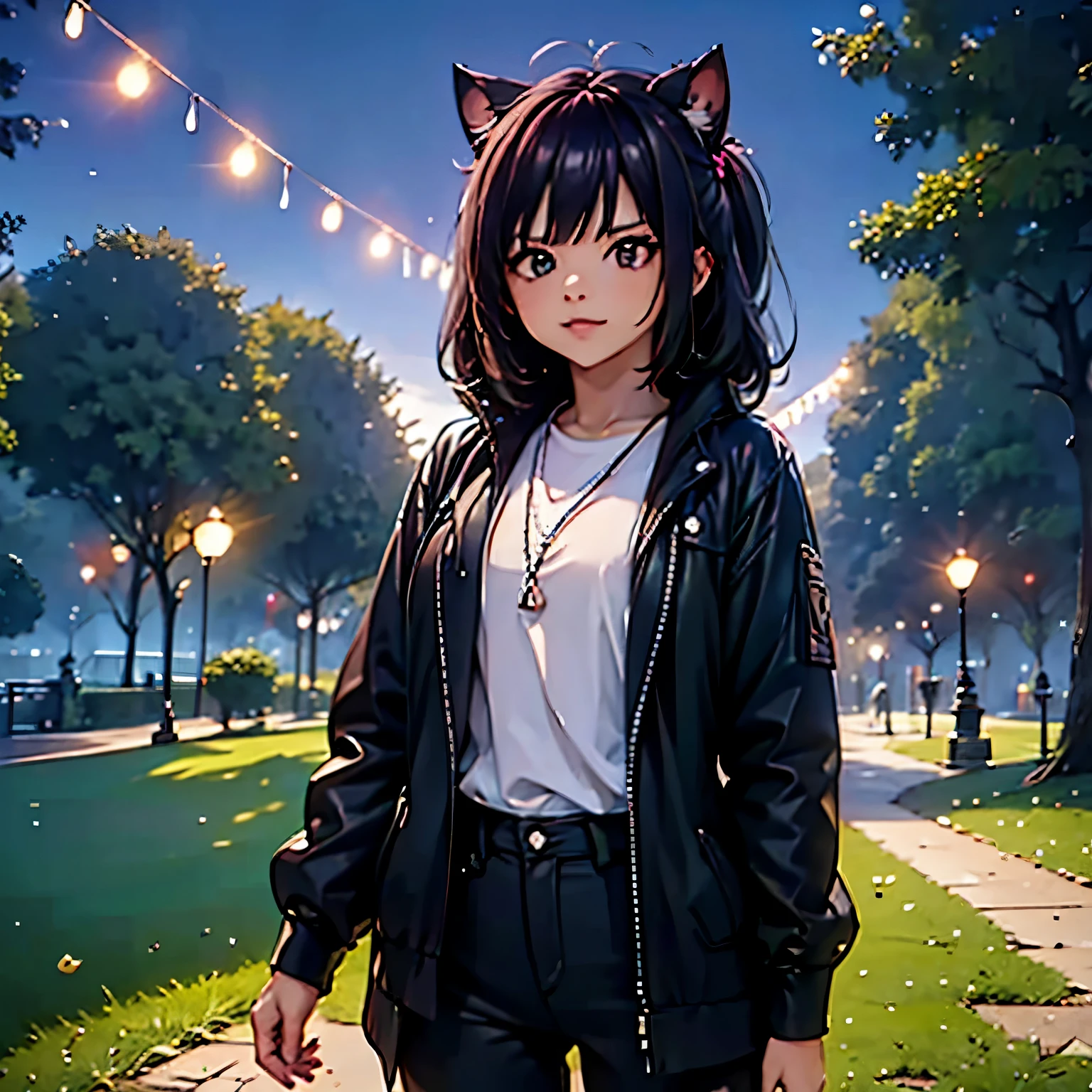 a man with his wife and daughter, Holding hands, casual clothes, walk in an amusement park at night, with the place illuminated, bokeh effect, smiling, full body of the 3, ( only three characters),cast shadow, atmospheric perspective, to flourish, 8k, super detail, necessary, Best Quality, HD, Anatomically correct, textured skin, high quality, high resolution, Best Quality
