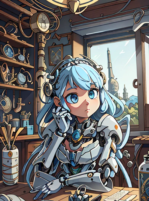 (original) , (Highly detailed wallpaper) , Highly detailed illustration, (1 girl) , Beautiful Eyes, (Delicate face) , Perfect detail,
((Mechanical parts)), Mechanical spine, Mechanization, future, Wide Hips, Research Room, ((Mecha)), Stylish energy \(module\), repair, 
 (Best lighting) , (Very intricate details) , 4K Unity, (Super fine CG: 1.2) , (8k: 1.2) , real