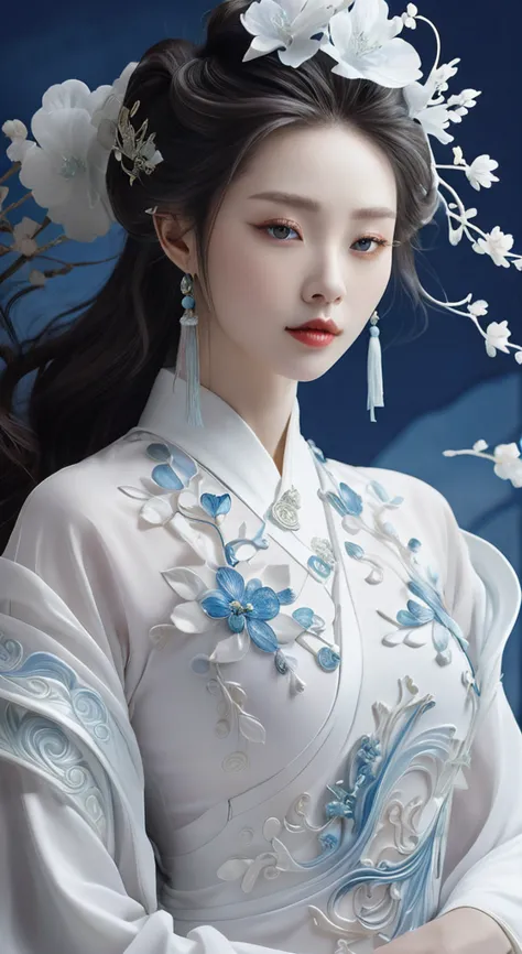 close up of a woman wearing a white dress and a medical mask, concept art inspired by huang ji, trending on cg society, fantasy ...