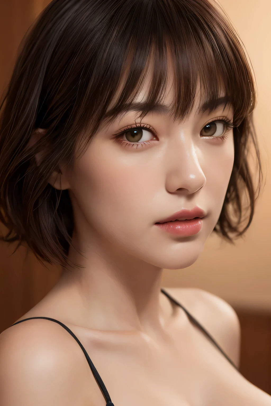 1 female, 50 years old, Super detailed顔, Detailed lips, Detailed Eyes, double eyelid, Glowing Skin, With pride, Very detailed, Super detailed, 超A high resolution, Ezvian everywhere, (Realistic:1.4), (highest quality), (Best Shadow), detailed, Perfect lighting, Black-haired、Short-haired, (Huge breasts)