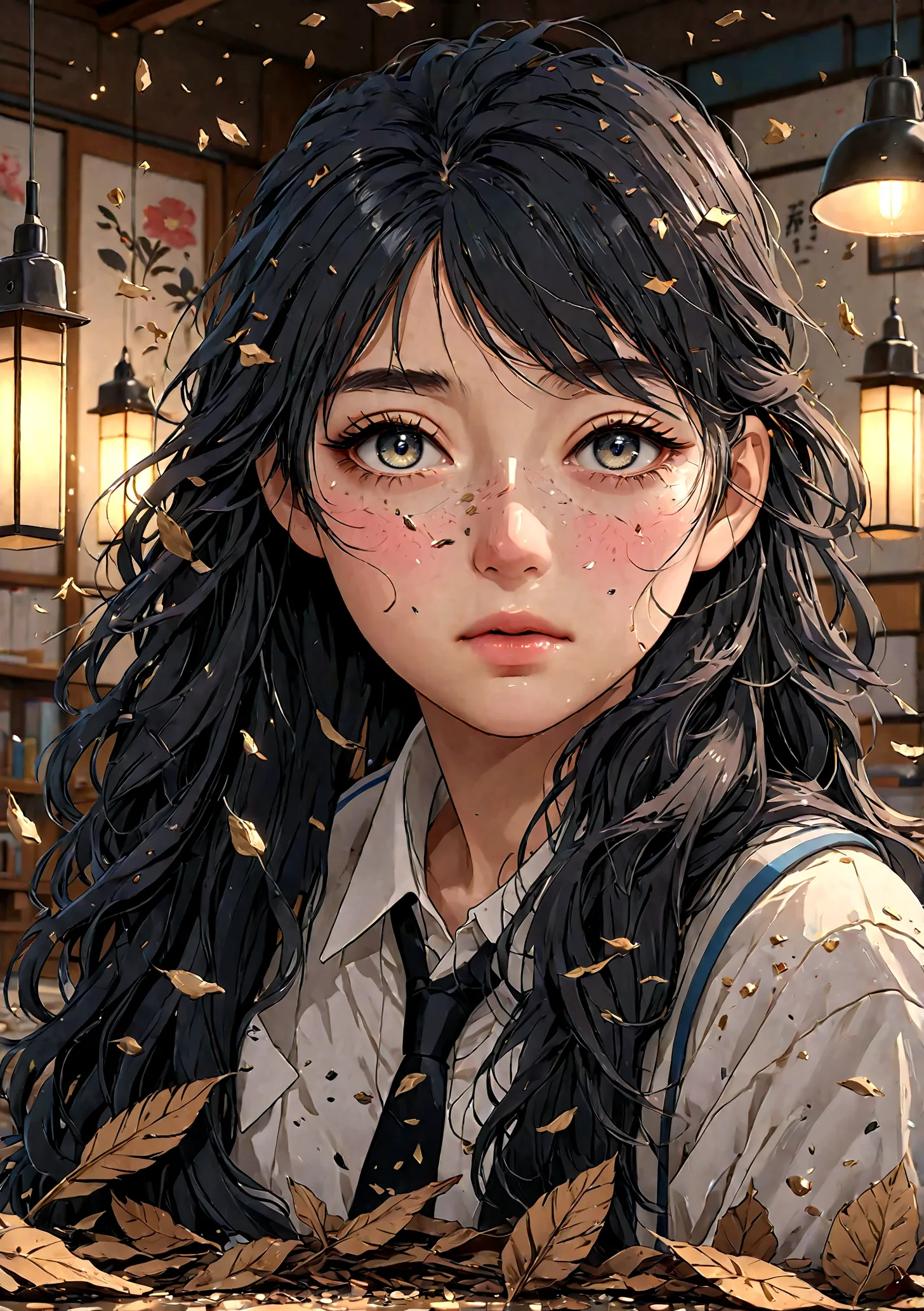 Young Japanese junior high school student、Debris scattered around、Highly detailed face and body、Beautifully detailed eyes、Beauti...
