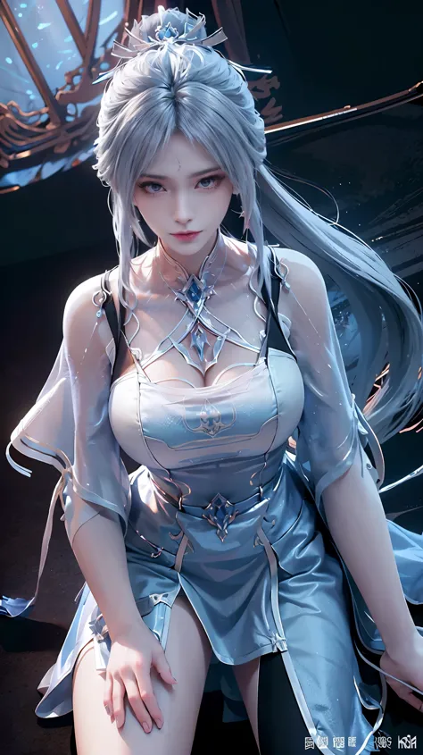 a white hair、Close-up of miss wearing white mask, Beautiful character painting, guweiz, Gurwitz-style artwork, White-haired god,...