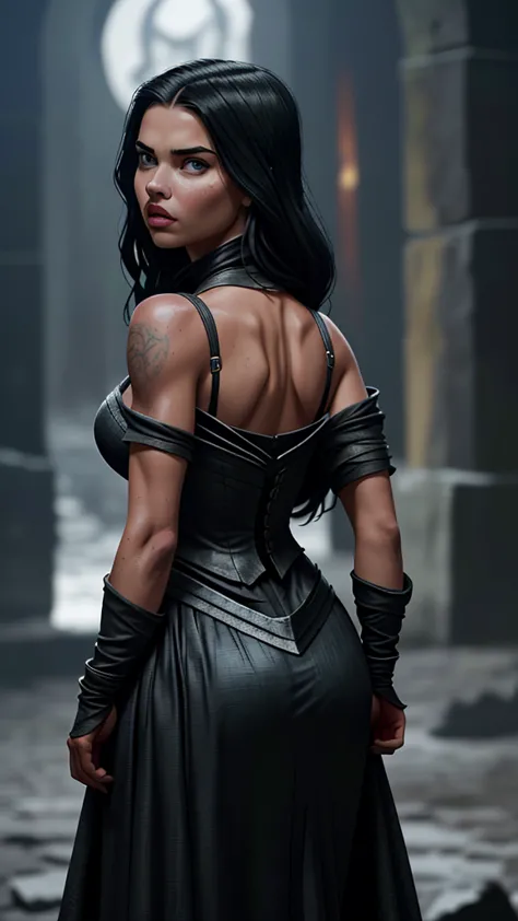 foto hiperrealista de adriana lima em close, create dystopian masterpieces, cena do filme game of thrones, toda a figura vestida...