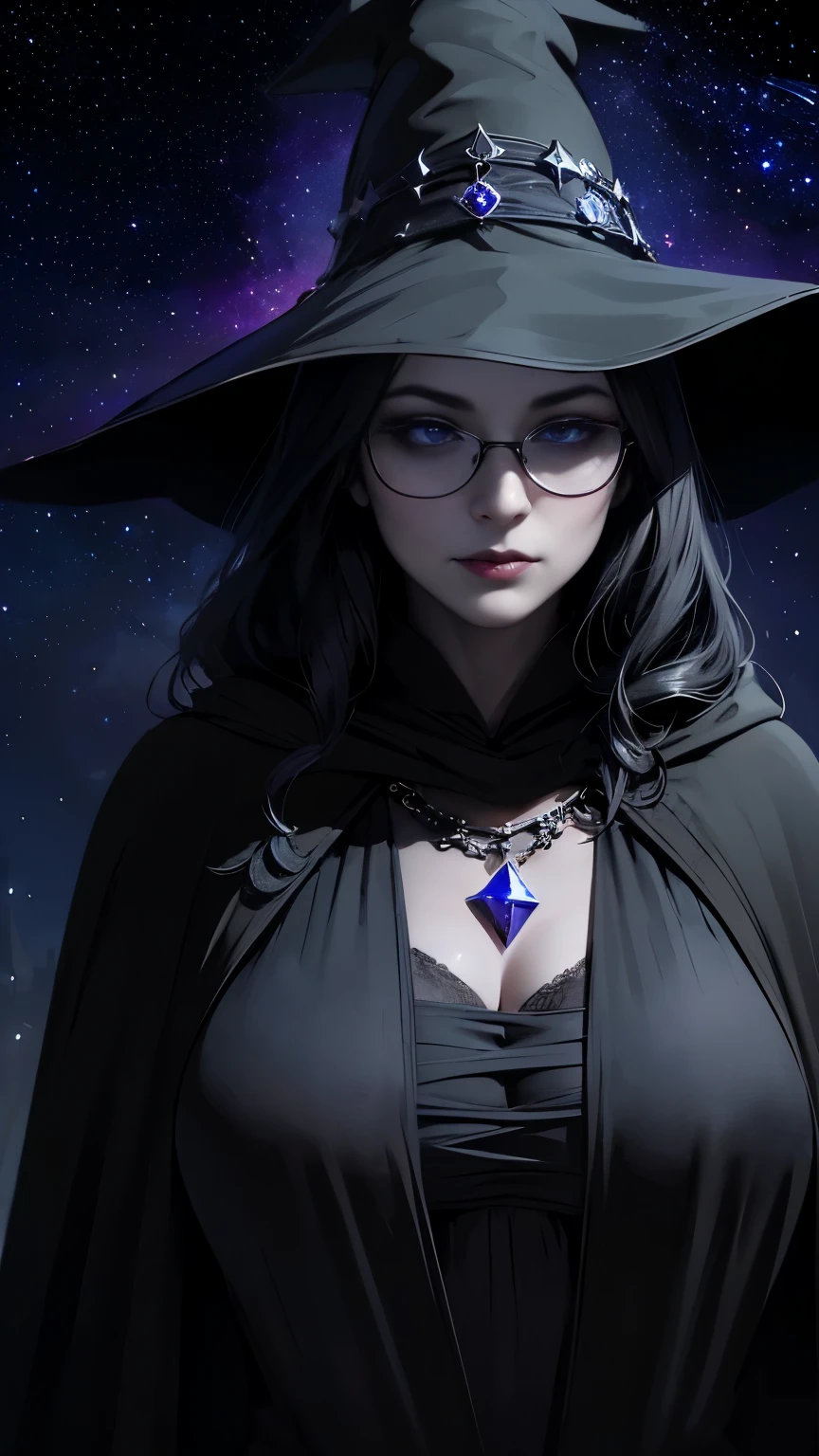 (Fatal Beauty,A charming villain,witch) ,(A supple and powerful physique),(Sensual charm),(Mysterious charm:1.1),(Captivating silhouette),((((Glasses))))、((((big sapphire necklace))))、(highest quality,High resolution:1.2),(dark,Threatening:1.1),((dark horror theme:1.5),(Thriller:1.5)),(Dark fantasy:1.5),  (((Countless stars fly away:1.5),(Absurd:1.5),(wonderful:1.5))),Woman in red Dress, (Powerful numbers:1.1),(((Big Breasts))),(((Fiery crown:1.1))),prime color,Urban,Very detailed,masterpiece,Intricate details,Faded,Very detailed, Eye for details,Intricate details,暗くてSpooky atmosphere,  Spiritual Beings, Unforgettably beautiful, Ghostly figures, Shadow-like shape, Spooky whispers, Ominous Aura, Goth Maiden, Very darkHer eyes, Like dazzling fur in a starless haze,Her Mogul Snaps, Mysterious Cemetery,Black hair swaying in the moonlight, She summons darkness, (beautiful: 1.7), (Black Hat: 1.6), (An intricately decorated jet-black cloak: 1.6), (Delicately decorated cloak, Despite the damage: 1.5), Hypermaximalist,  Breathtaking oil paintings, Surreal, Ultra-realistic digital illustrations that mimic the style of oil paintings, A seamless blend of Alex Grey&#39;s psychedelic visionary art and H&#39;s physical and mechanical aesthetic..r. Giger. wonderful構成,  (Shining Eyes:1.6)、(Glowing Eyes:1.1),(hellish landscape:1.1),(fire,sulfur:1.1),(Threatening atmosphere:1.1),(dark shadows,Threatening presence:1.1),(Unlucky Clouds,Stormy Skies:1.1),(dark,Spooky atmosphere:1.1),(Aura of misfortune,Evil energy:1.1),(dark aura,cigarette:1.1),(Extreme heat,Burning Flames:1.1),(Nightmare Visions:1.1),(Predicting the end:1.1),(Whispers of misfortune,Devilish Laugh:1.1),(Cry of pain,echoing screams:1.1),(Bad luck symbol,Ancient runes:1.1),(Mysterious relic,dark art ifacts:1.1),(Infernal ritual,ritual sacrifice:1.1),(Eternal ruin,A hopeless existence:1.1),  Inspired by abandoned mech backgrounds. Art created by Craig Mullins, Necrostyle., Detailed Description, Futuristic sci-fi scene. Focus on SFCon