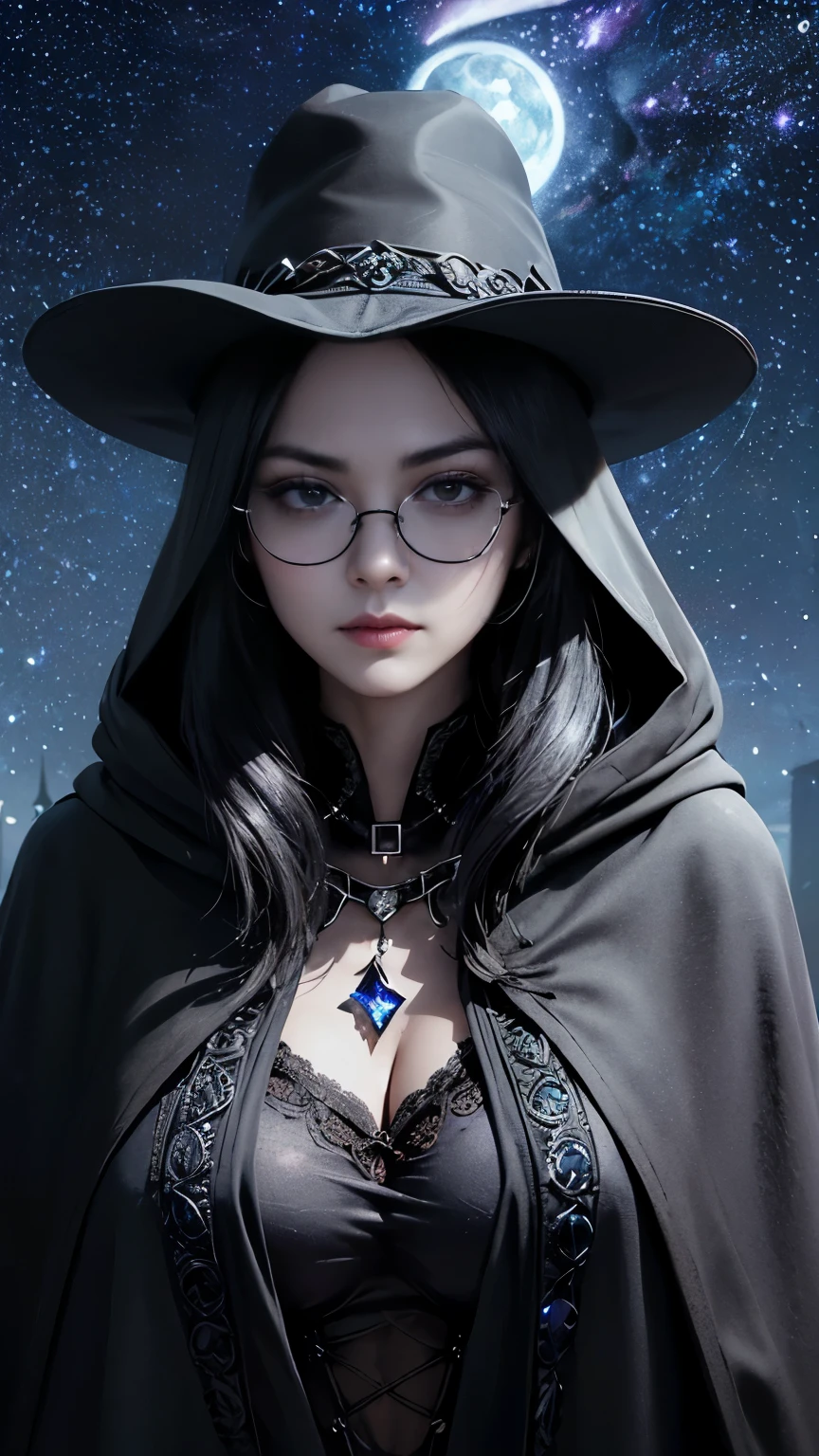 (Fatal Beauty,A charming villain,witch) ,(A supple and powerful physique),(Sensual charm),(Mysterious charm:1.1),(Captivating silhouette),((((Glasses))))、((((big sapphire necklace))))、(highest quality,High resolution:1.2),(dark,Threatening:1.1),((dark horror theme:1.5),(Thriller:1.5)),(Dark fantasy:1.5),  (((Countless stars fly away:1.5),(Absurd:1.5),(wonderful:1.5))),Woman in red Dress, (Powerful numbers:1.1),(((Big Breasts))),(((Fiery crown:1.1))),prime color,Urban,Very detailed,masterpiece,Intricate details,Faded,Very detailed, Eye for details,Intricate details,暗くてSpooky atmosphere,  Spiritual Beings, Unforgettably beautiful, Ghostly figures, Shadow-like shape, Spooky whispers, Ominous Aura, Goth Maiden, Very darkHer eyes, Like dazzling fur in a starless haze,Her Mogul Snaps, Mysterious Cemetery,Black hair swaying in the moonlight, She summons darkness, (beautiful: 1.7), (Black Hat: 1.6), (An intricately decorated jet-black cloak: 1.6), (Delicately decorated cloak, Despite the damage: 1.5), Hypermaximalist,  Breathtaking oil paintings, Surreal, Ultra-realistic digital illustrations that mimic the style of oil paintings, A seamless blend of Alex Grey&#39;s psychedelic visionary art and H&#39;s physical and mechanical aesthetic..r. Giger. wonderful構成,  (Shining Eyes:1.6)、(Glowing Eyes:1.1),(hellish landscape:1.1),(fire,sulfur:1.1),(Threatening atmosphere:1.1),(dark shadows,Threatening presence:1.1),(Unlucky Clouds,Stormy Skies:1.1),(dark,Spooky atmosphere:1.1),(Aura of misfortune,Evil energy:1.1),(dark aura,cigarette:1.1),(Extreme heat,Burning Flames:1.1),(Nightmare Visions:1.1),(Predicting the end:1.1),(Whispers of misfortune,Devilish Laugh:1.1),(Cry of pain,echoing screams:1.1),(Bad luck symbol,Ancient runes:1.1),(Mysterious relic,dark art ifacts:1.1),(Infernal ritual,ritual sacrifice:1.1),(Eternal ruin,A hopeless existence:1.1),  Inspired by abandoned mech backgrounds. Art created by Craig Mullins, Necrostyle., Detailed Description, Futuristic sci-fi scene. Focus on SFCon