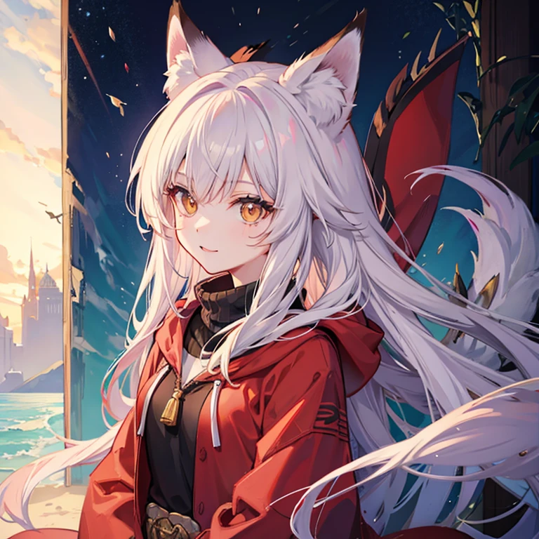 Fox Girl, Fox&#39;s Tail, Nine-Tailed Fox,Fox Ears, Black colored hair, Fox Makeup,One Girl、 Kimono with open chest, Body size is 100-70-90!、Nice body, Avatar, face, Open chest, lewd face, Dominant representation, naughty face,Big Breasts,Emphasize cleavage,Show bare skin、Skin is visible、With legs apart、Show off your thighs、With legs apart、A beautifully patterned kimono、I can see her cleavage、Muscular、Uplifting、Abdominal muscles、Exposed skin、Long Hair、Skin Texture、Soft breasts 、outside、Grassy field