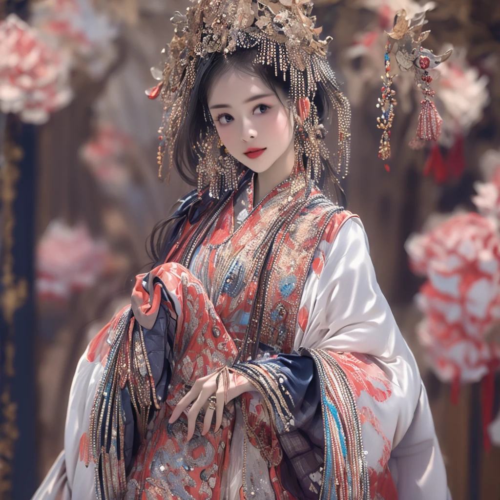 ((mais alta qualidade)), ((obra de arte)), (detalhado), （Rosto Perfeito）、A mulher é Satomi Ishihara、A mulher está vestida com roupas luxuosas e tem acessórios luxuosos.