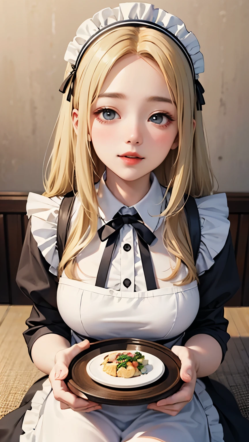 (masterpiece, High resolution,Super detailed:1.0),1 girl,Young and beautiful woman,Eyes staring at the camera,Perfect female body, Blushing lightly and smiling,Highly detailed CG,unity 8k wallpaper，Intricate details, The only person, (Twin-tailed brown hair,Maid clothes,Serious expression,Tray in hand),have coffee on the tray,Cafe, Terrace seats,Gothic style,Portraiture,Color Difference, Depth of written boundary,Dramatic Shadows, Ray Tracing, highest quality, Cinema Lighting,Official Art,
