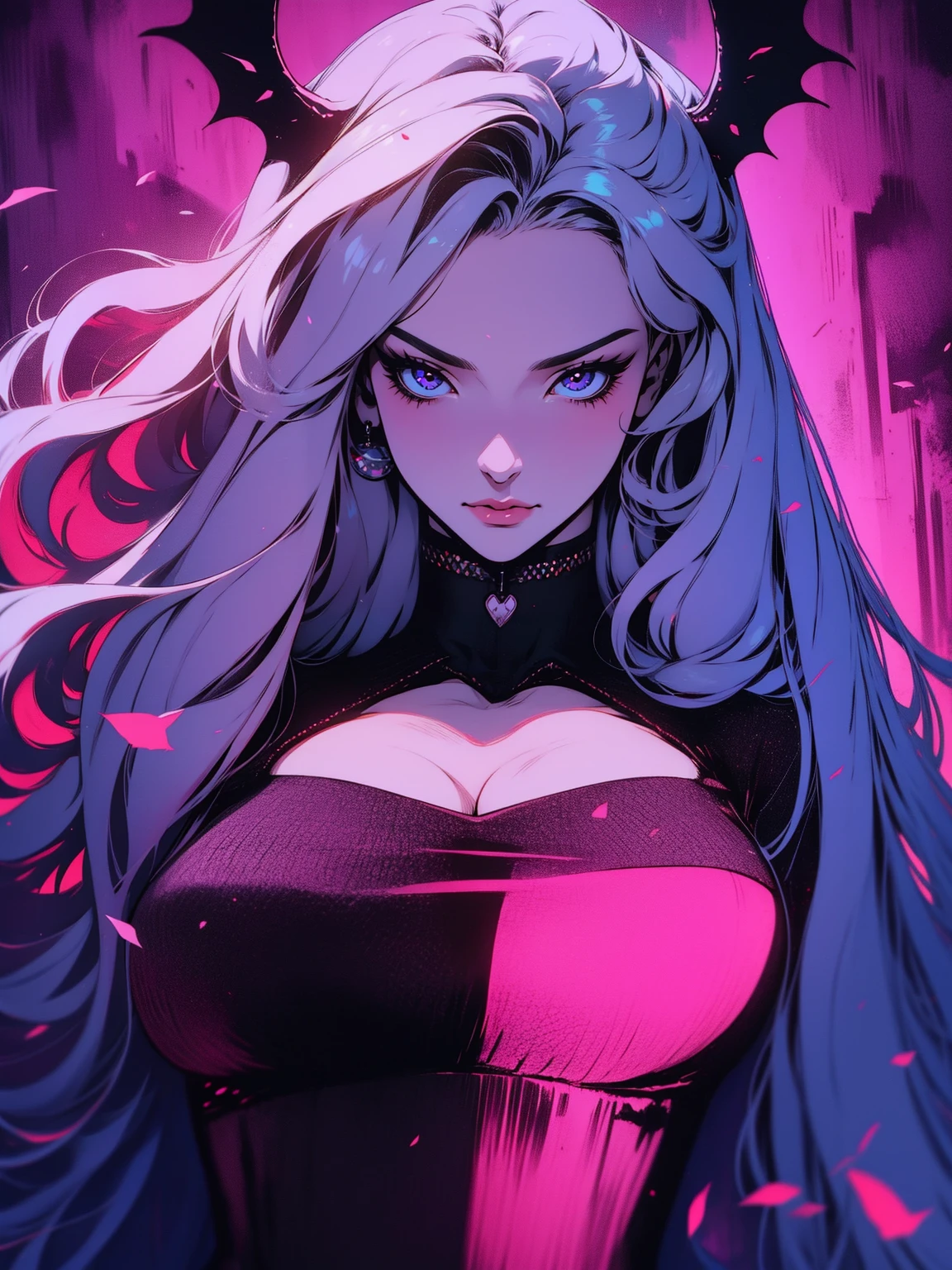 {-erro_de_anatomia:1.0} (best quality,4k,8k,highres,masterpiece:1.2) (masterpiece, top quality, best quality, official art, beautiful and aesthetic: 1.2), (1 woman: 1.3) Succubus girl, long white hair , opal eyes, (crystal eyes) succubus wings, magenta clothes, pant,  gloves, attractive, moonlight, dinamic poses, perfect hands (perfect fingers), angry face, dinamic poses, walking on the ground