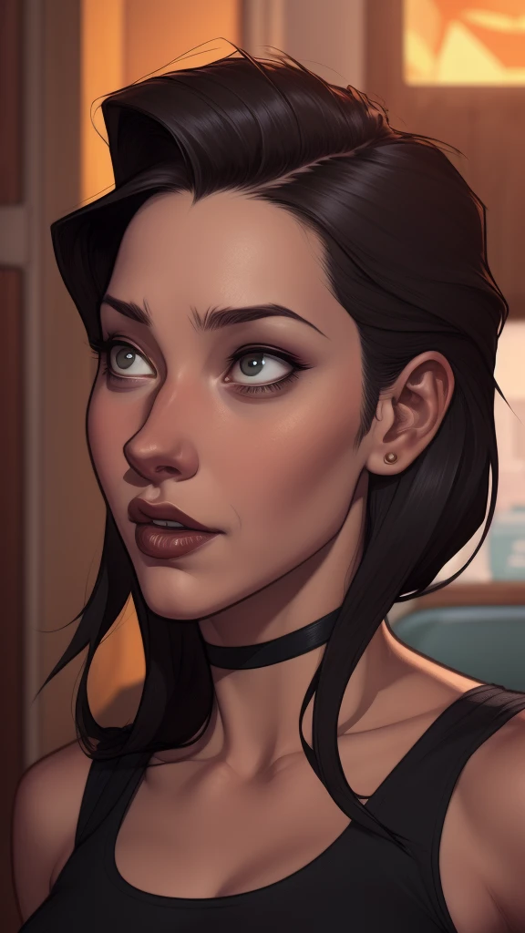 A closeup of a woman in a black top and a black bra, estilo de arte de charlie bowater, Estilo Charlie Bowater, retrato de vampiro, arte do personagem charlie bowater, Alena Aenami e Artgerm, Neoartcore e Charlie Bowater, Charlie Bowater cores ricas e profundas, lazy art style, Artgerm e Tom Bagshaw