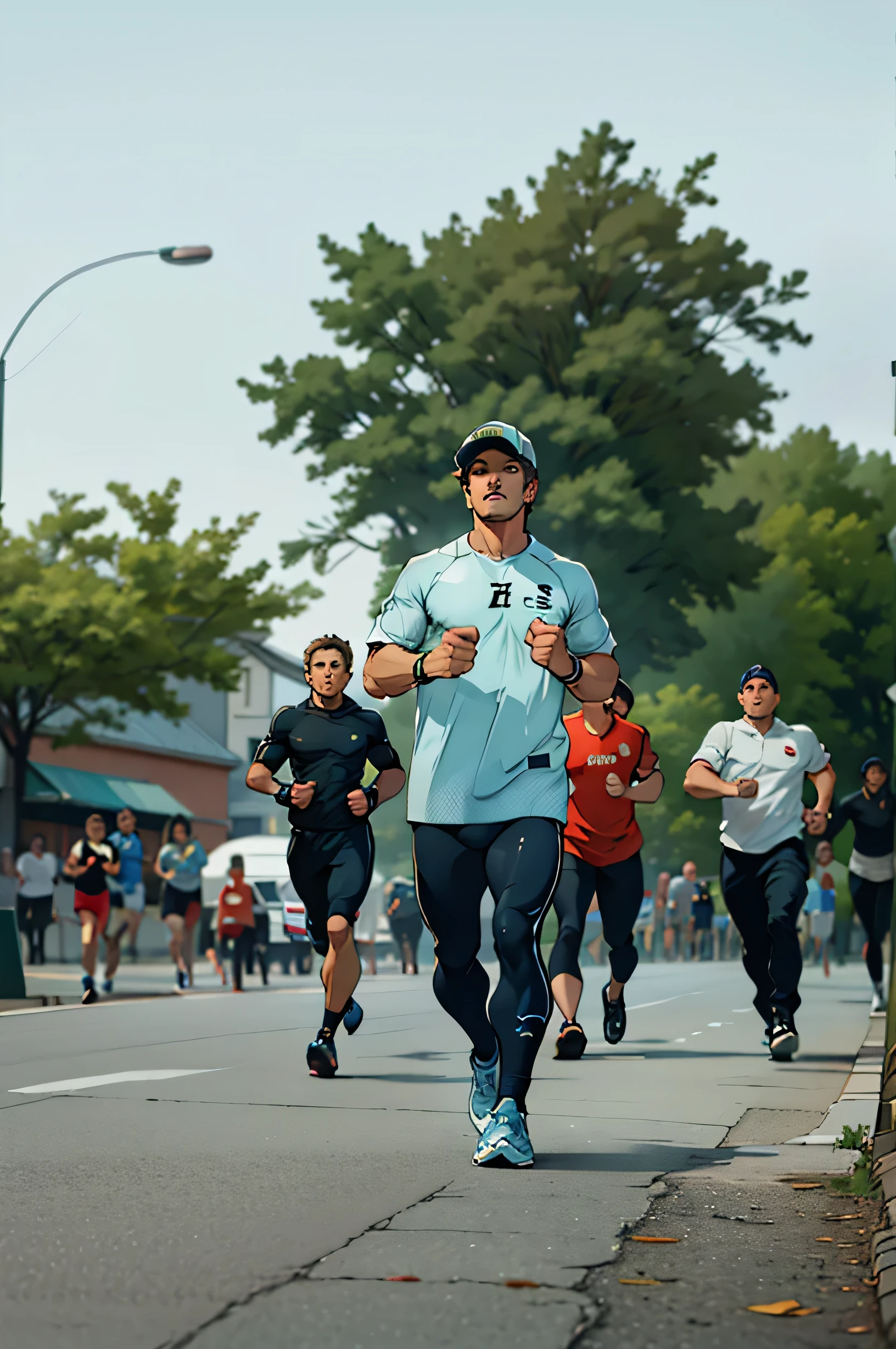 (extremely detailed CG unity 8k wallpaper), the most beautiful artwork in the world, a man with running outfit, wearing running cap,