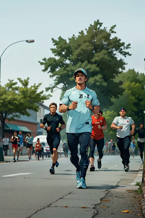 (extremely detailed CG unity 8k wallpaper), the most beautiful artwork in the world, a man with running outfit, wearing running ...