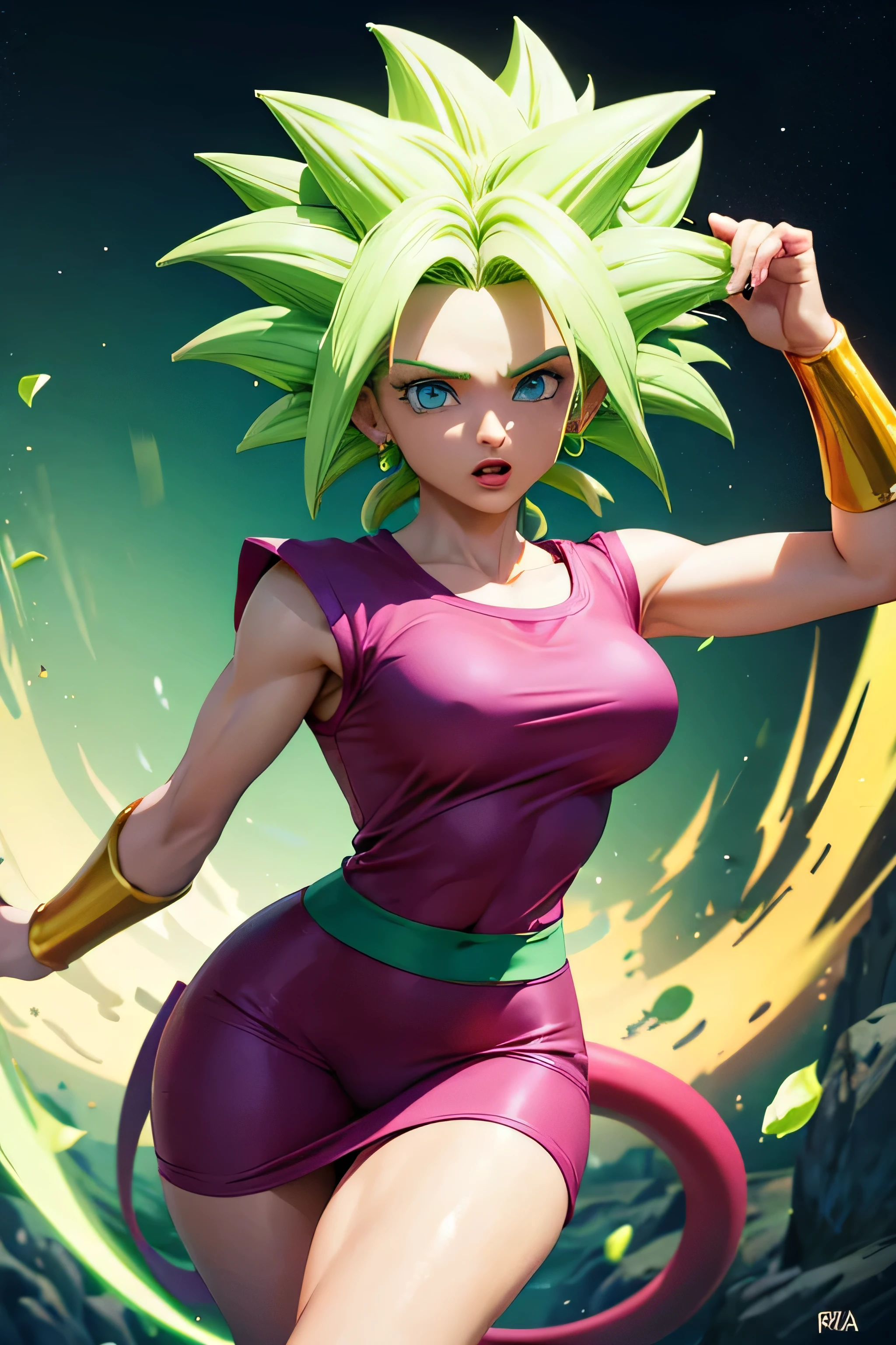 
kefla personaje de dragon ball super,realita,traje de pandilla feta junina