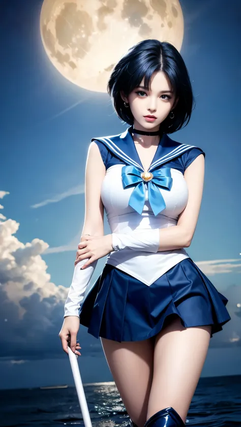 short blue dyed hair!!!!!, Must have short blue hair. anime girl in a sailor suit and blue boots and blue short skirt”, high res...