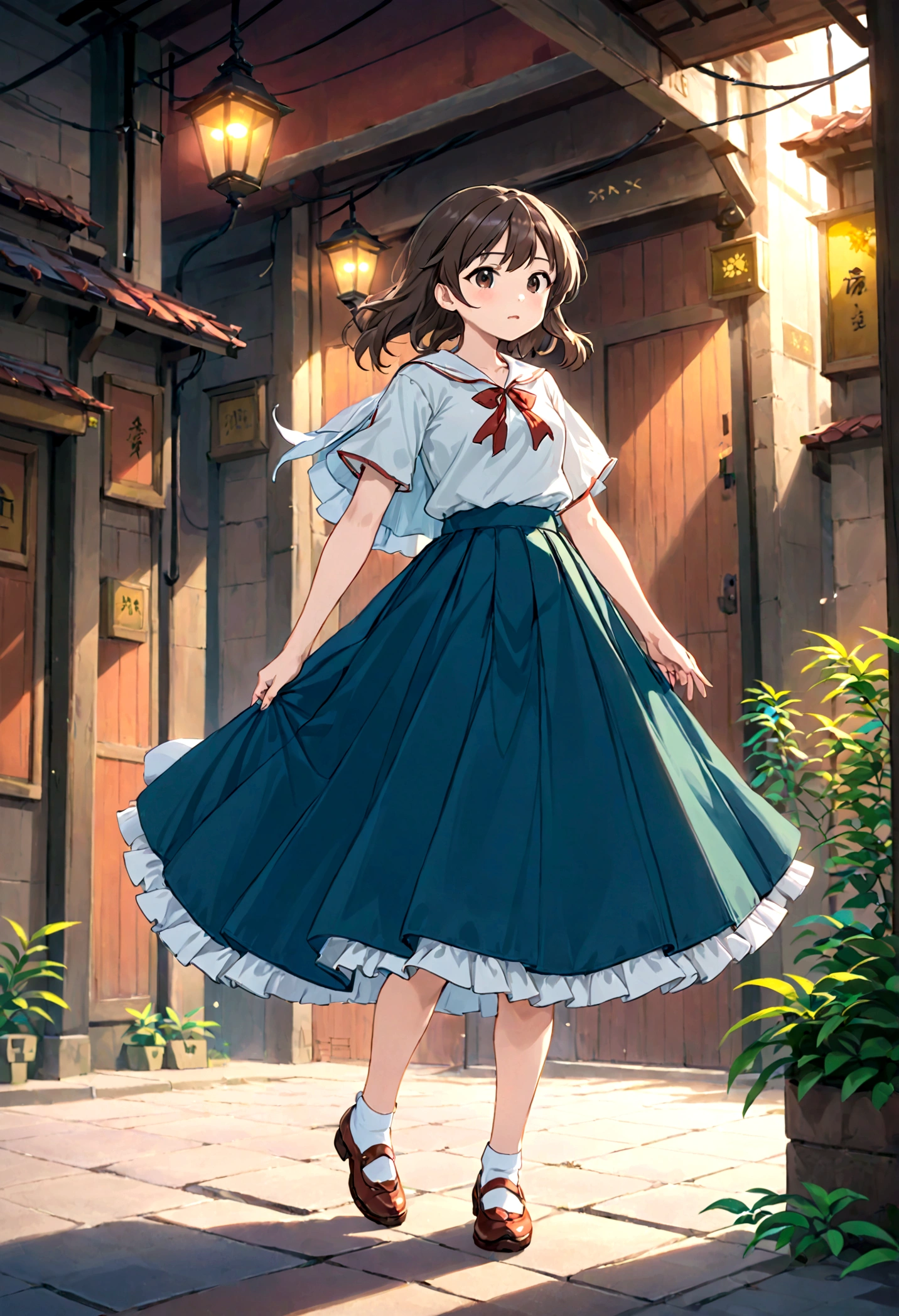 Low - Angle、Long skirt、強WindでHolding the flipping skirt with your hand、強WindでWhite cotton pantiesが見えている、:((Holding the flipping skirt with your hand))Low - Angle8Kで、highest quality、masterpiece、Ultra-detailed、Ultra-high resolution、Anime Style、1. High school girl、強Wind、((Holding the flipping skirt with your hand))、(impatient)White cotton panties:1.5), (Wind:1.25), (highest quality:1.0), (masterpiece:1.0), (Ultra-fine illustrations:1.0), ネイビーブルーのLong skirt、
、Lined、