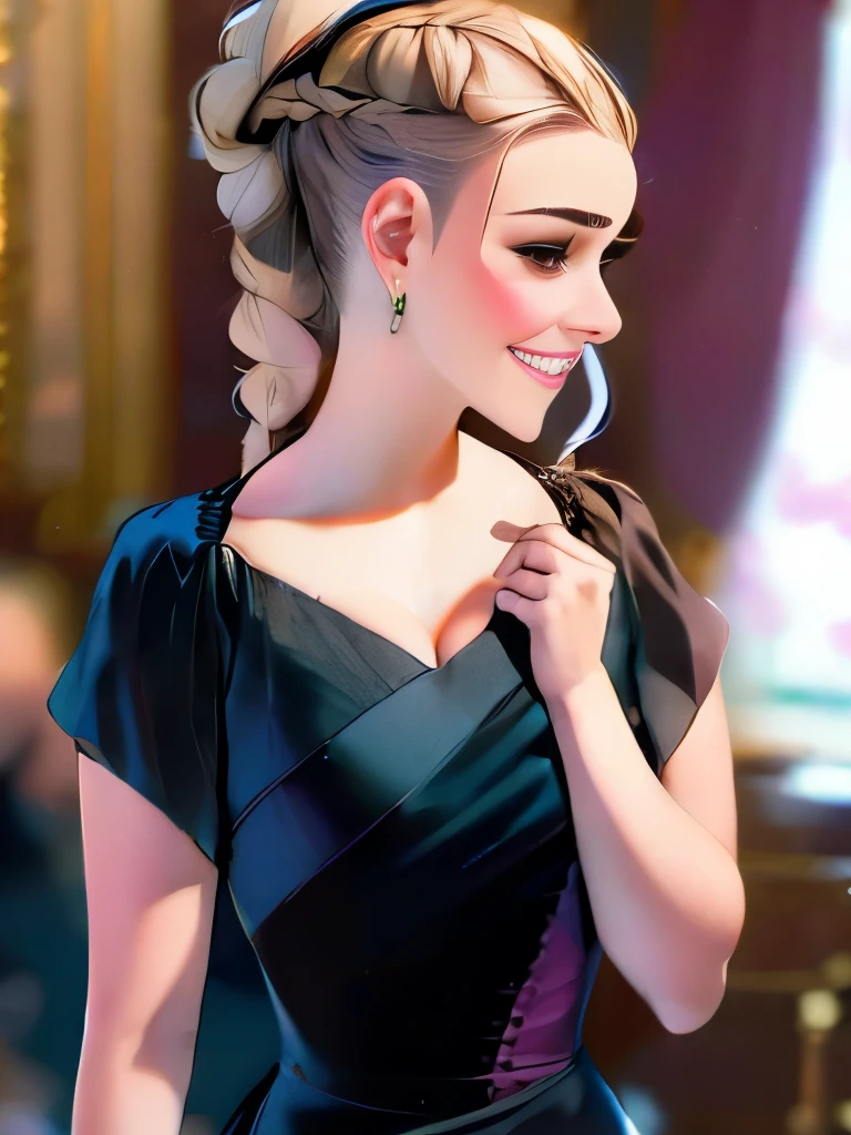 woman with long hair in a black dress and a brown jacket, a portrait inspired by Hermione Hammond, tumblr, art nouveau, long braided curly brown hair, braided brown hair, gorgeous kacey rohl, her wardrobe is attractive, olivia culpo as milady de winter, beautiful stella maeve magician, long dark braided hair, her hair is in a pony tail