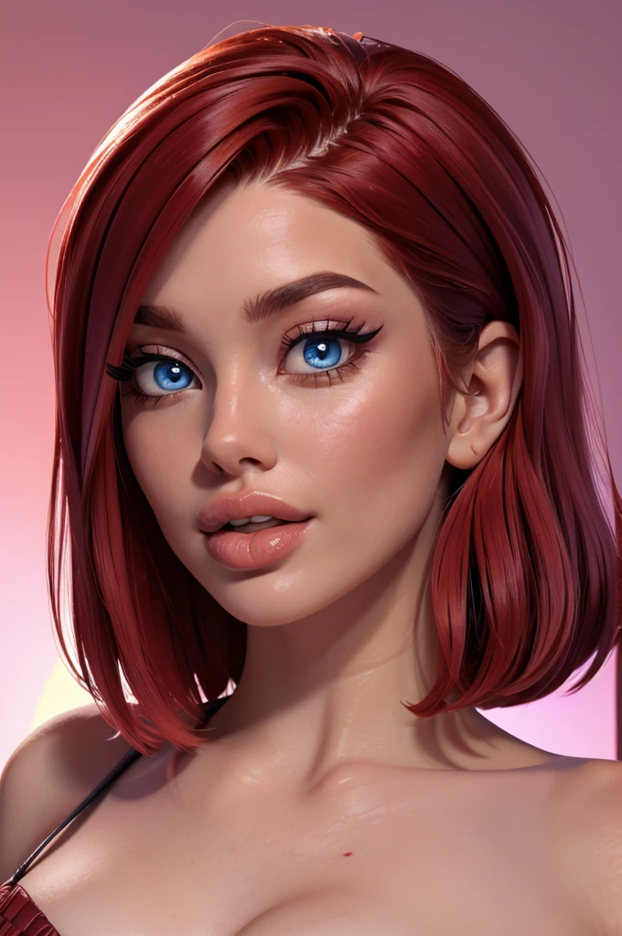 (sexy red haired young woman,perfect body,posing,model,stage,luxury hall),(oil painting),(detailed face,beautiful eyes,detailed lips, lips apart),(best quality,highres:1.2),(realistic),(portrait),(vibrant colors),(soft lighting), ((confident:1.7)), ((joyful:1)), short messy haircut