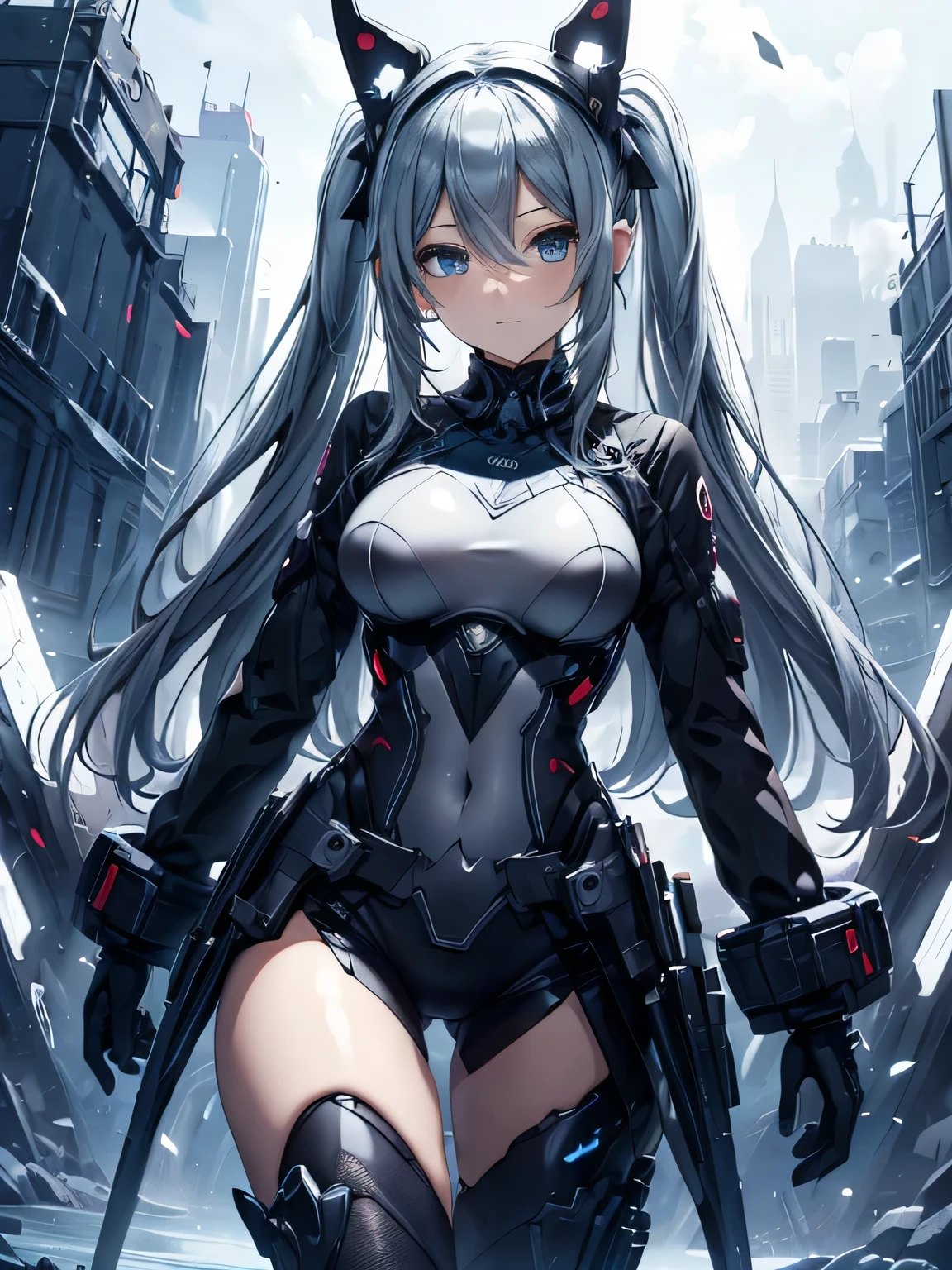 
(maximum quality), ((the best definition)) Miku Hatsune deep blue eyes ((The best quality)), lying on her left side, half lateral pose, barefoot, well defined legs, The best quality, dystopian future landscape at sunset, dynamic poses, action atack