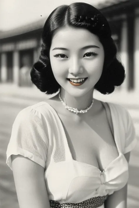 Seoul, 1936, A young korean beautiful girl, 22-year-old, sexy girl, strikingly beautiful, black hair, big breasts, delicate faci...