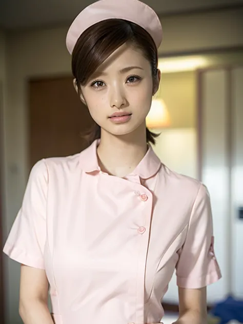 1 girl,(wearing white nurse clothes:1.2),(raw photos, highest quality), (realistic, photo-realistic:1.4), masterpiece, very deli...