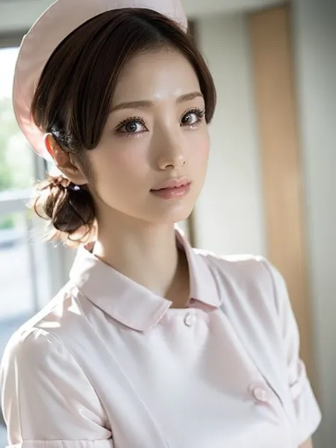 1 girl,(Wearing white nurse clothes:1.2),(RAW Photos, highest quality), (Realistic, photo-Realistic:1.4), masterpiece, Very deli...