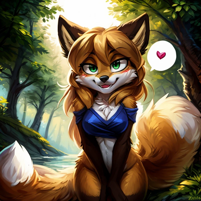 uploaded the e621, beautiful and detailed, woman (((female))) ((anthro)) Fox, (Averi, Fox girl), cinematic lighting, Fox, (anthro, fluffy fur), anthro fox girl, body fur, curvy, sexy, nice, cute, hot, comfortable anime-style cartoon-style, digital drawing, SFW, flat chest, chest fluff, blushing, green eyes, sassy, sassy hips, cute friendly smile, forest, wet fur, heart, hearts, speech bubble, looking at viewer, close up, hugging viewer, petting, nuzzling viewer, foxovh, zaush, Ross Tran, ruan jia, by fluff-kevlar, by Zackary911, by Kenket, by Kilinah, by fluff-kevlar, (masterpiece), (best quality), magic, fire emitting from body