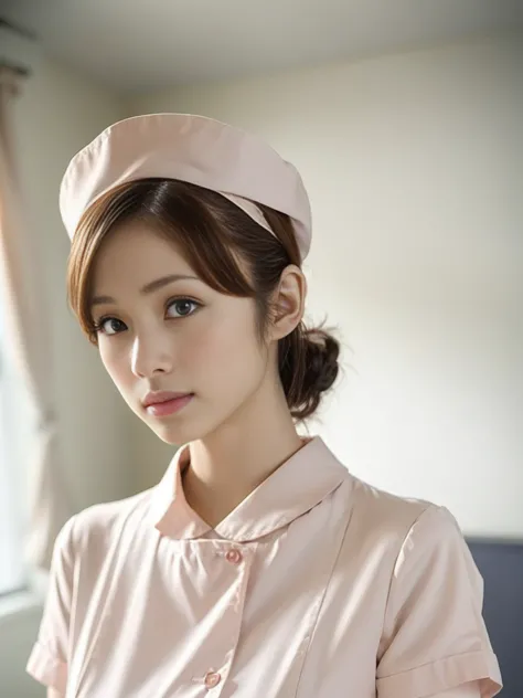 1 girl,(Wearing white nurse clothes:1.2),(RAW Photos, highest quality), (Realistic, photo-Realistic:1.4), masterpiece, Very deli...