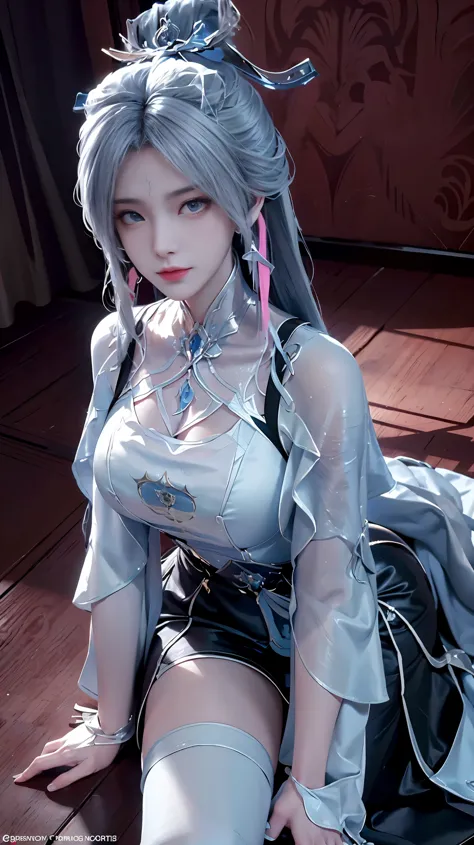 a white hair、close-up of miss wearing white mask, beautiful character painting, guweiz, gurwitz-style artwork, white-haired god,...