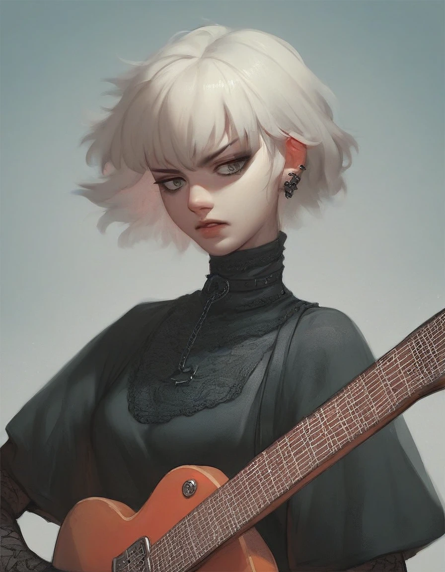 score_9, score_8_en haut, score_7_en haut, score_6_en haut, score_5_en haut, score_4_en haut, source_animé, portrait 1fille, seulement, métal rock gothique 1 fille tenant une guitare, 