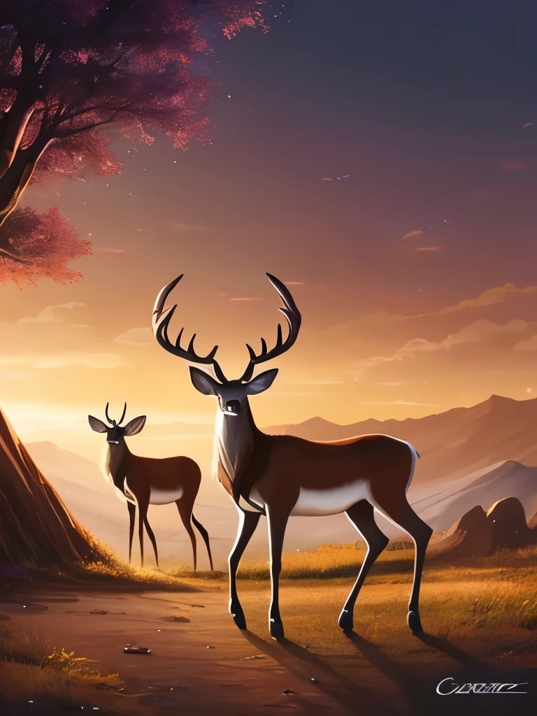a painting of a deer with a large antelope in its antelope's antelope, concept art by Caroline Chariot-Dayez, trending on cgsociety, fantasy art, jen bartel, beeple and jeremiah ketner, art contest winner on behance, anthropomorphic deer, ✨🕌🌙, an anthropomorphic deer, forest spirit, dreamy illustration